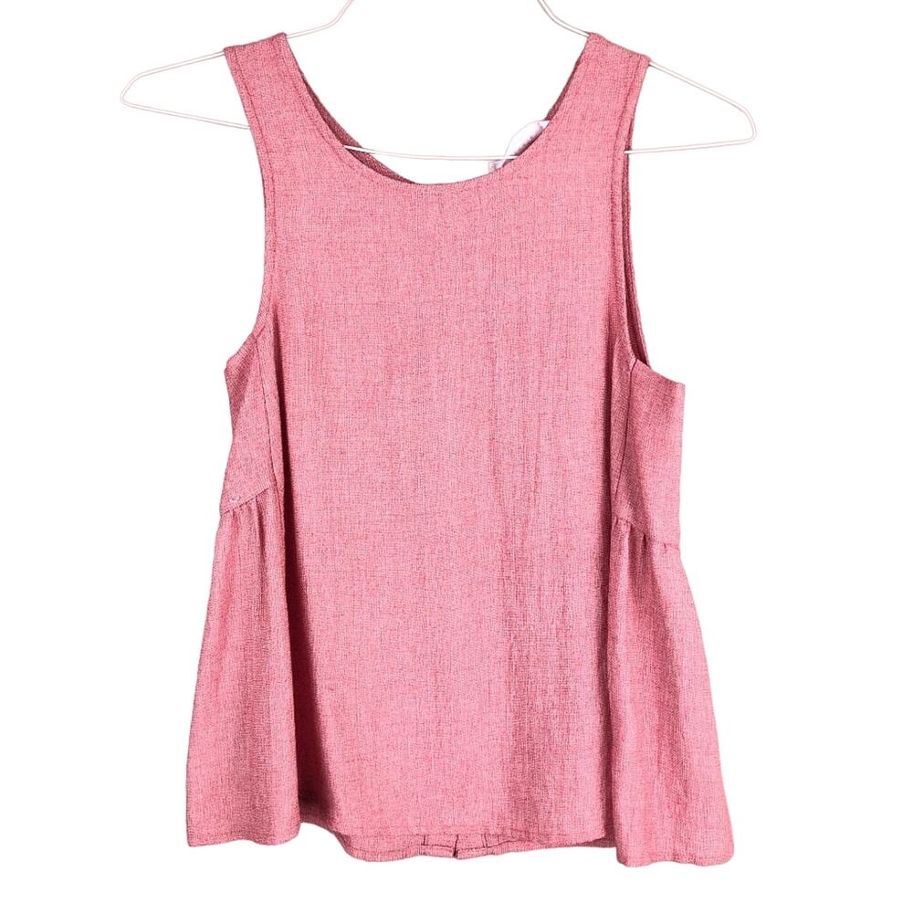 Elodie Red Loose Fit Full Button Back Lightweight Sleeveless Tank Top Shirt